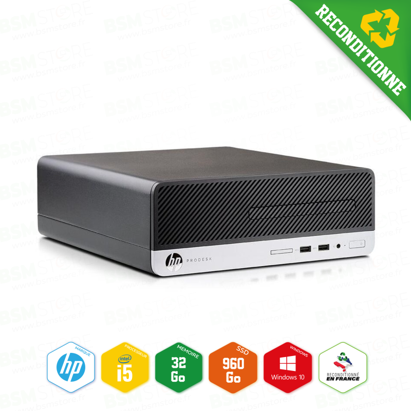 HP - Prodesk 400 G4 SFF i5-7500 32Go 960SSD Win10Pro + Clé Wifi
