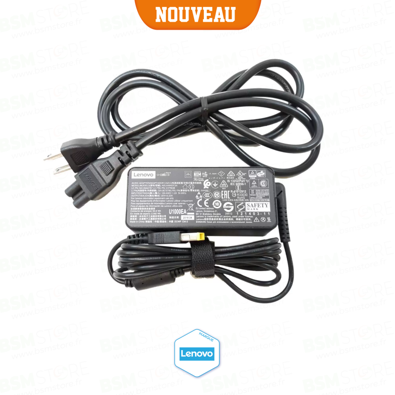 Chargeur LENOVO 20 V - 3.25A USB + câble . Bon prix livraison