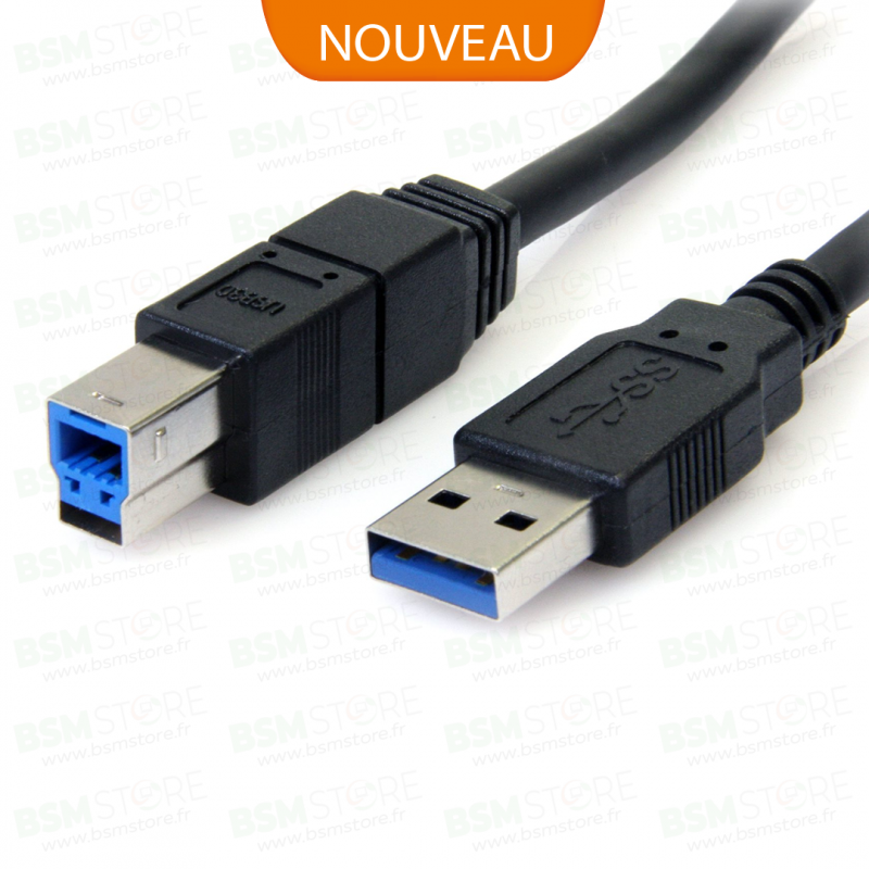Cable imprimante USB 3.0 A vers B Bleu